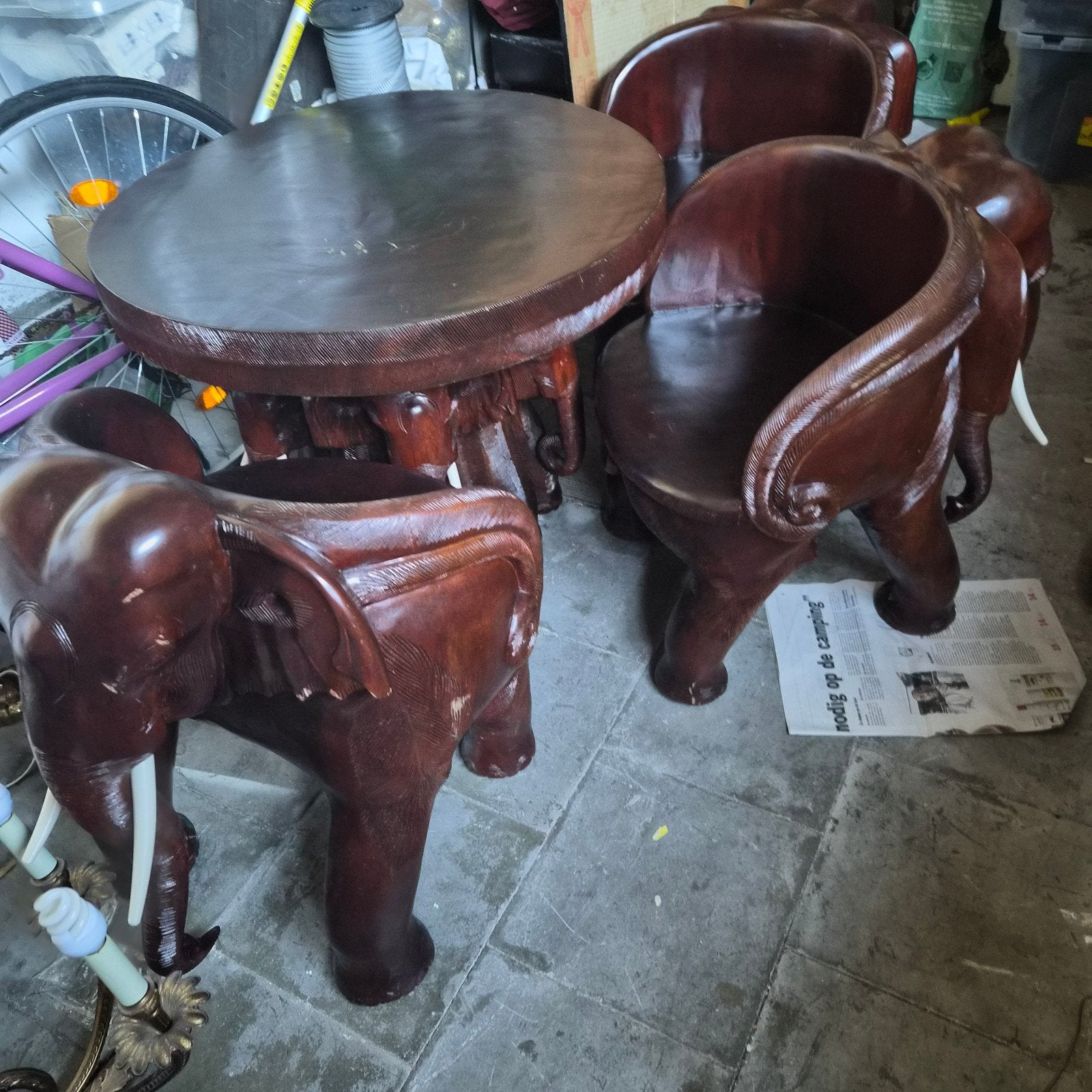 vintage set tafel 4 stoelen  palissander hout, Antiek en Kunst, Ophalen