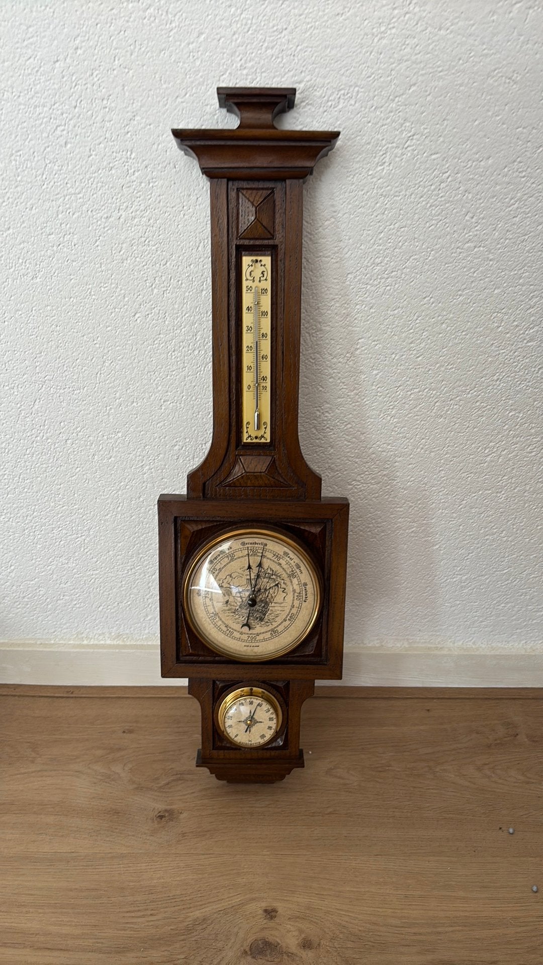 Vintage klassieke wand barometer/weerstation, Ophalen, Zo goed als nieuw, Weerstation
