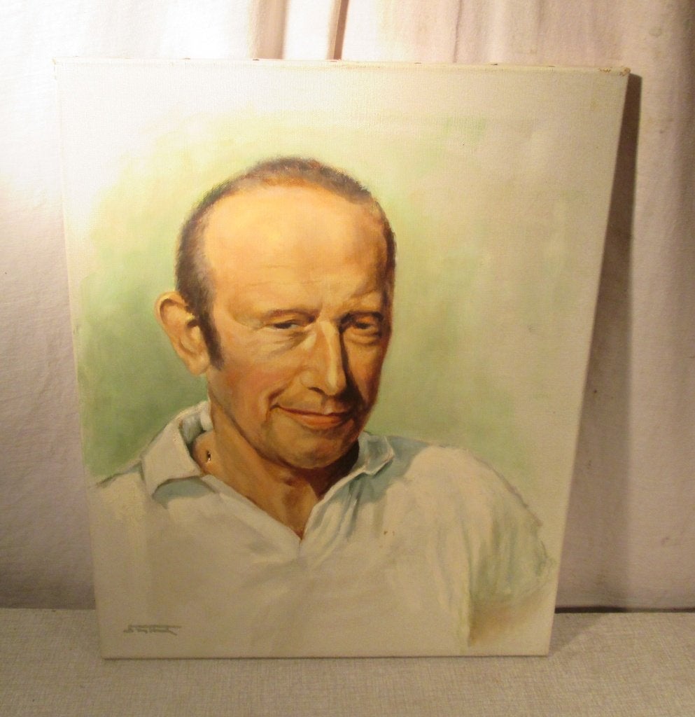 Mooi Geschilderd Portret 'Glimlachende Man' - gesigneerd, Antiek en Kunst, Origineel werk, Doek, Portret of Personen, Ophalen of Verzenden