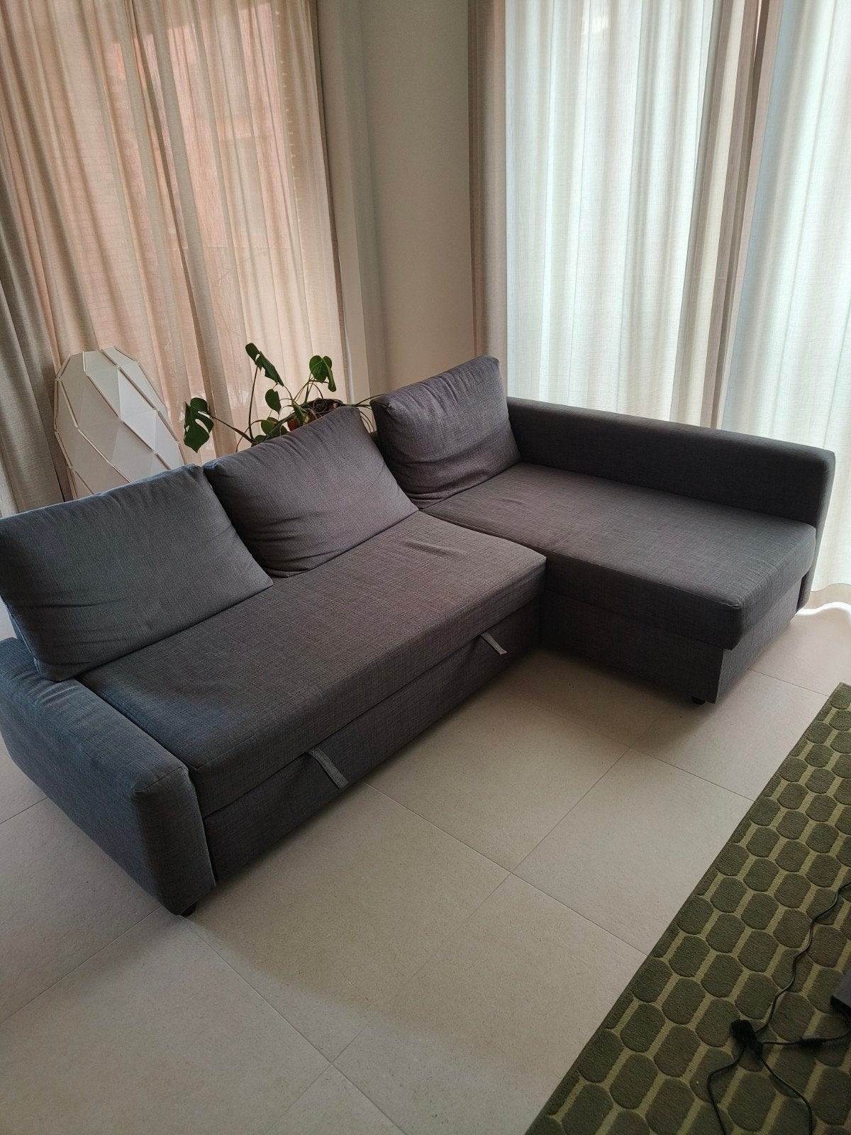 Siège d'angle, tissu gris foncé, pliable, Enlèvement, Utilisé, Tissus