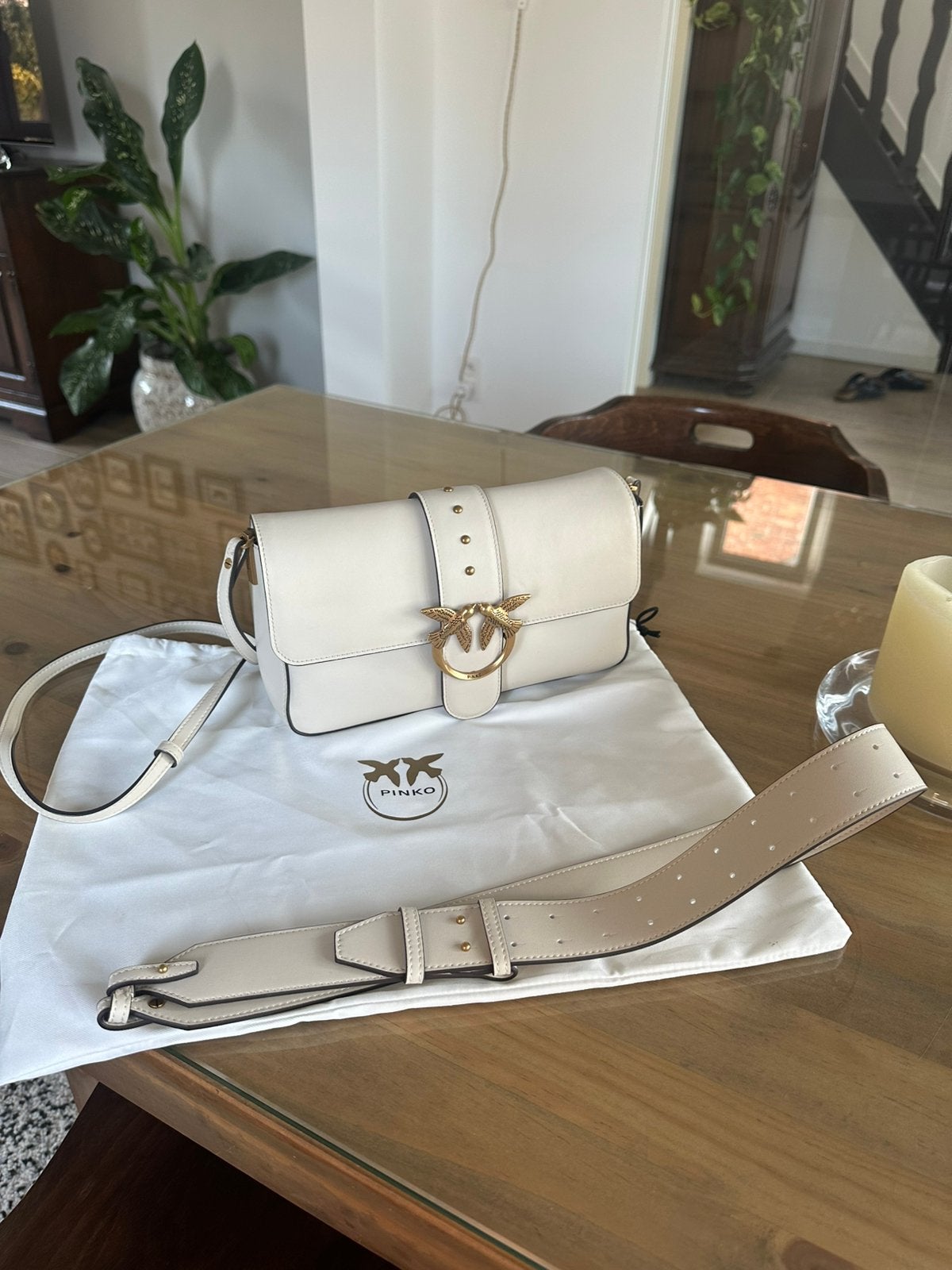 Pinko love bag met stofzak beige / crème, Ophalen of Verzenden, Zo goed als nieuw, Handtas