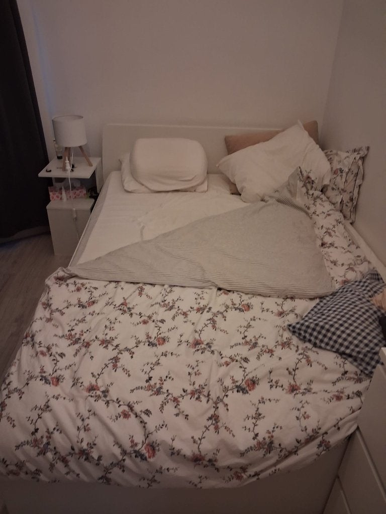 IKEA Bed, Ophalen, Wit, 140 cm, Zo goed als nieuw