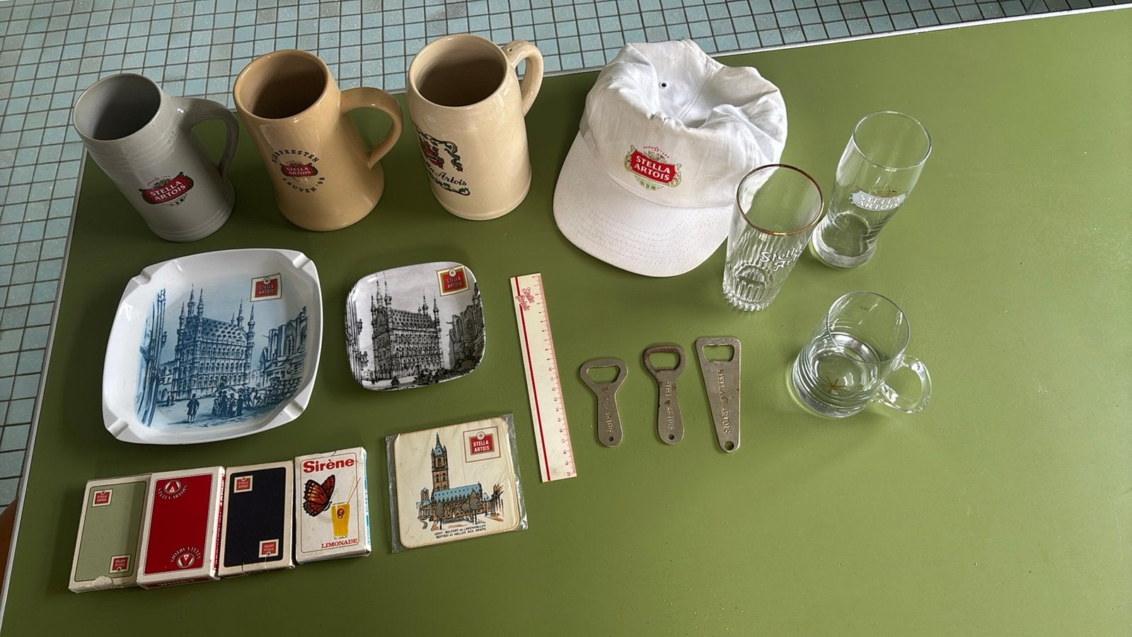 Vintage set Stella Artois, Verzamelen, Ophalen, Zo goed als nieuw