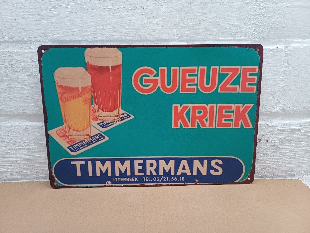 Metalen wandbord gueuze déco mancave bar, Verzenden