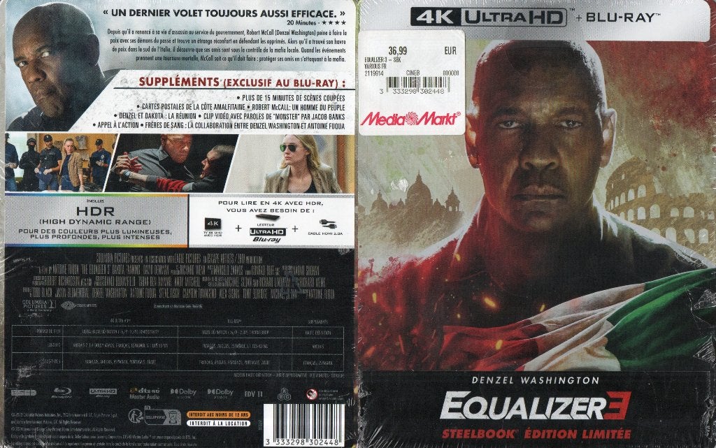 the equalizer III "steelbook" (4k ultra-hd + blu-ray) neuf, Cd's en Dvd's, Ophalen of Verzenden, Nieuw in verpakking, Actie
