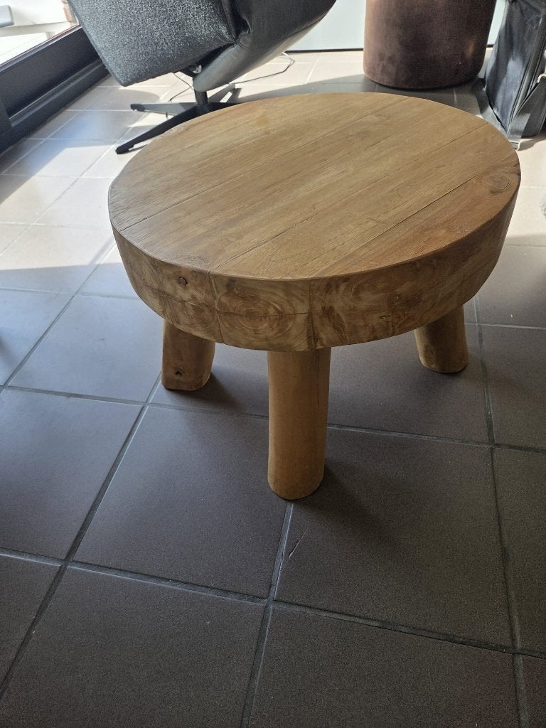 Bijzettafel massief hout, Ophalen, Zo goed als nieuw, Rond, Hout
