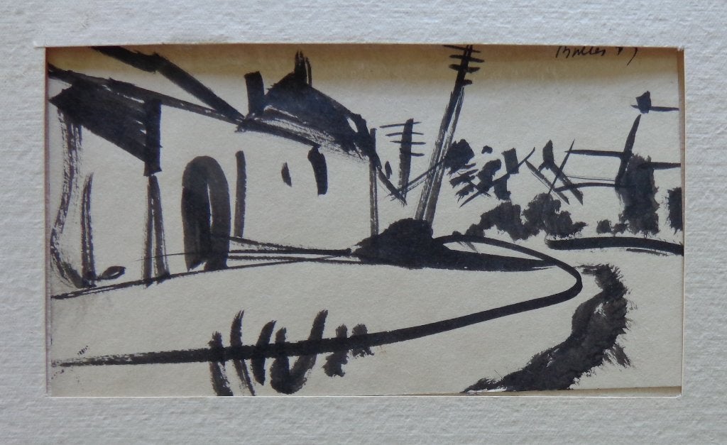 FLORIS JESPERS / DORPSZICHT / ORIGINEEL WERK / 16x26cm / SIG, Antiek en Kunst, Ophalen of Verzenden, Gesigneerd