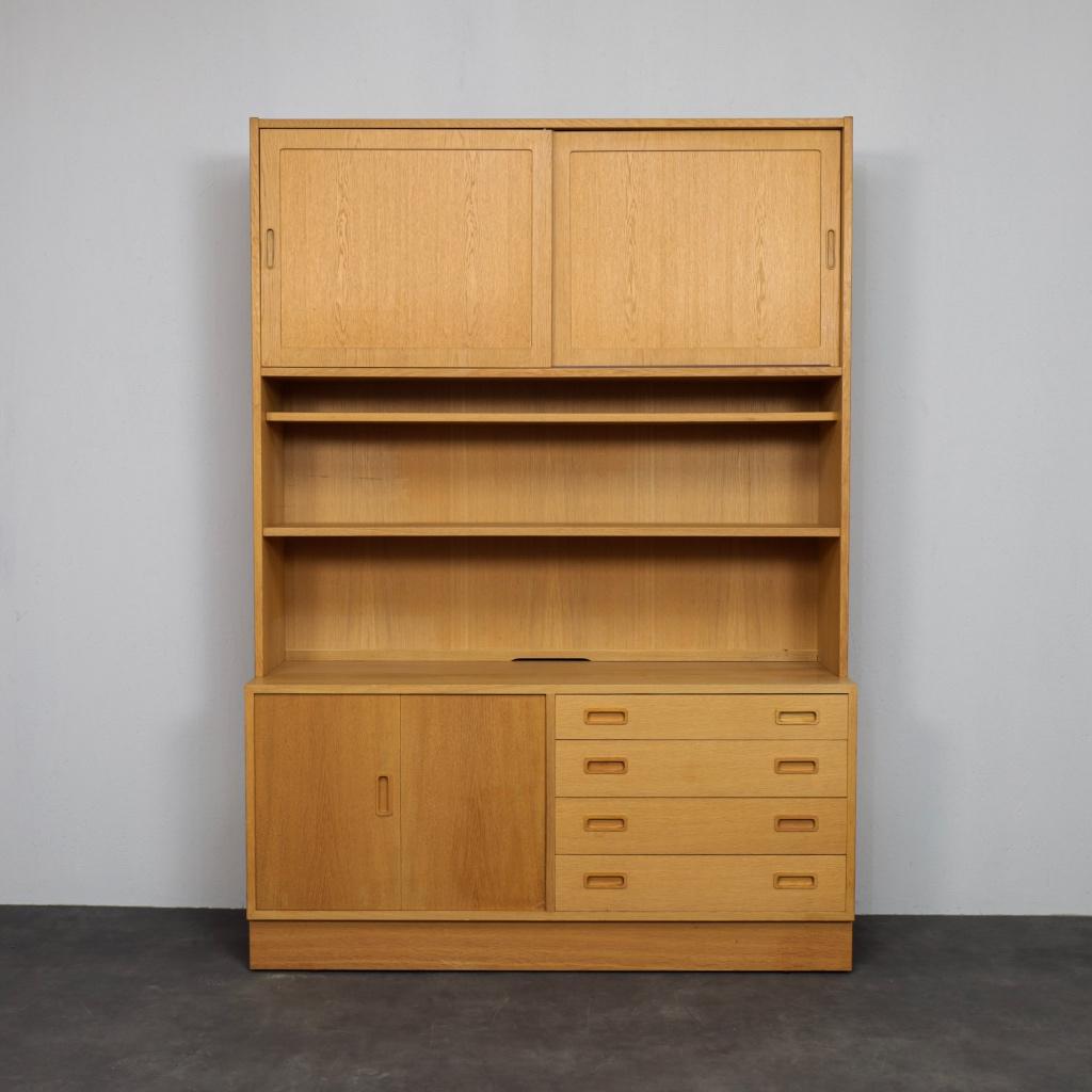 Vintage Deens wandmeubel van Poul Hundevad, jaren 60, Ophalen, Met deur(en), Zo goed als nieuw, Minder dan 150 cm