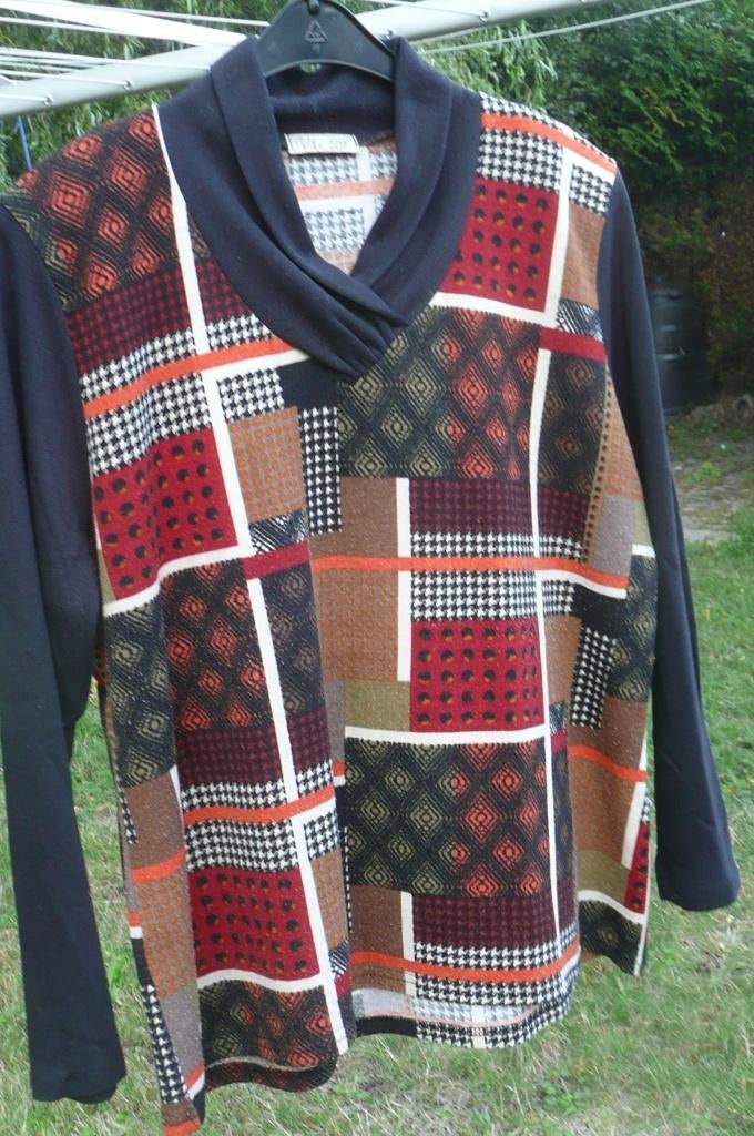 Veelkleurige bloes Victor (a122), Overige kleuren, Maat 46/48 (XL) of groter, Ophalen of Verzenden, Lange mouw