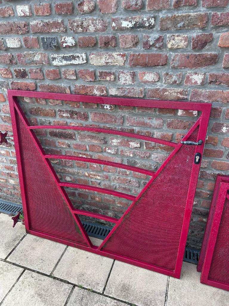Ensemble portail + 2 barrières métalliques, Tuin en Terras, Tuinpoorten, Ophalen, 200 cm of meer, Minder dan 100 cm, Aluminium