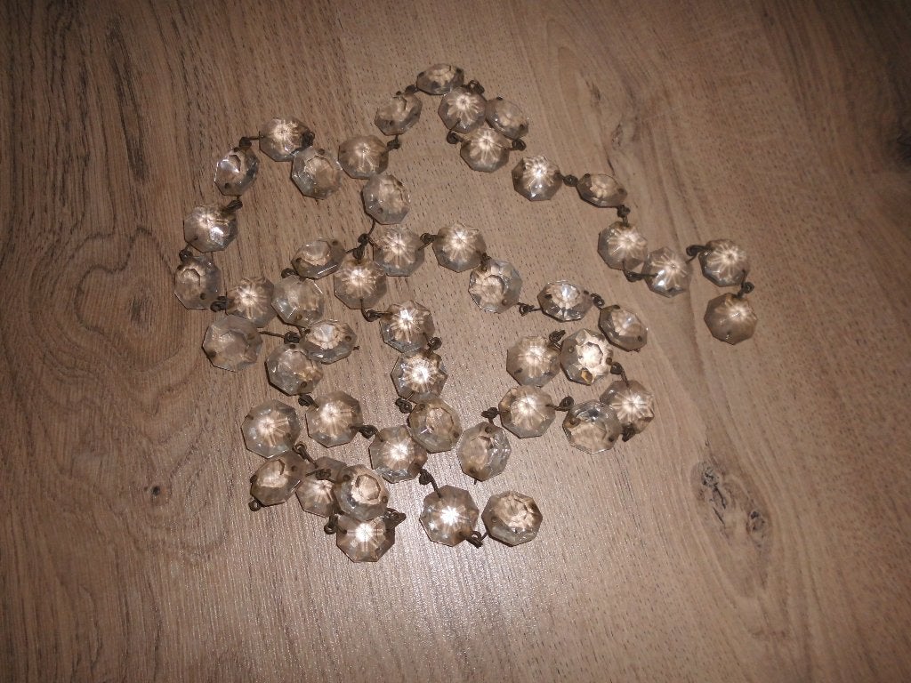lot 48 pampilles forme grosses rosaces pour lustre ancien, Enlèvement ou Envoi