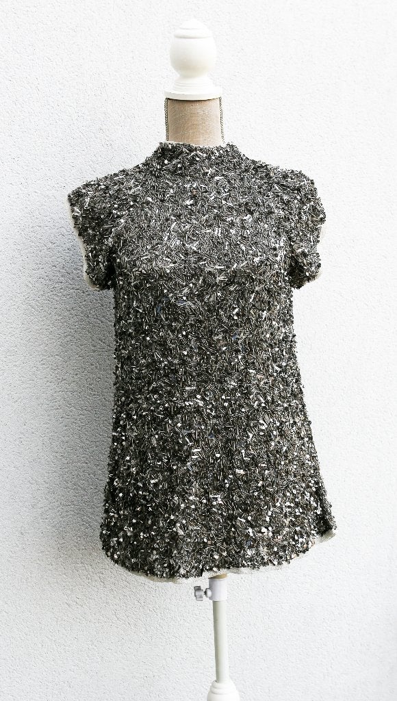 Prachtige zilveren blouse met geborduurde pailletten, maat M, Maat 38/40 (M), Nieuw, Ophalen of Verzenden, Zara Women