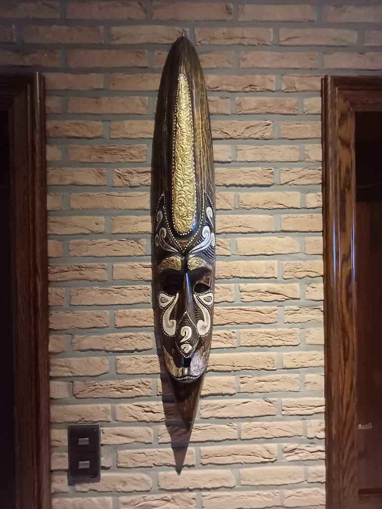 Fraai gedecoreerd Afrikaans Masker, Antiek en Kunst, Afrika, Masker, 100 cm, Meerkleurig