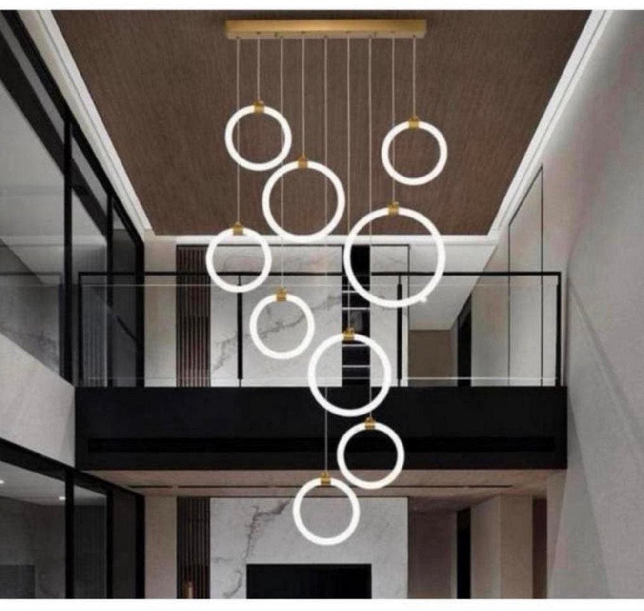 Lampe suspendue d'escalier moderne à LED de luxe à intensité, Maison & Meubles, Enlèvement ou Envoi, Neuf, Verre