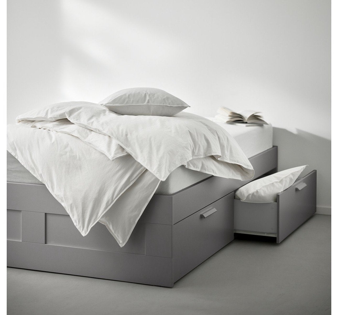 Lit ikea Brimnes 160/200 noir, Enlèvement, Comme neuf, Noir