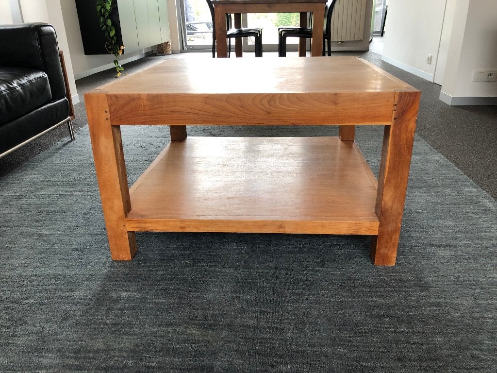 houten vierkanten salontafel, Huis en Inrichting, Tafels | Salontafels, Ophalen, Gebruikt, 50 tot 100 cm, Klassiek
