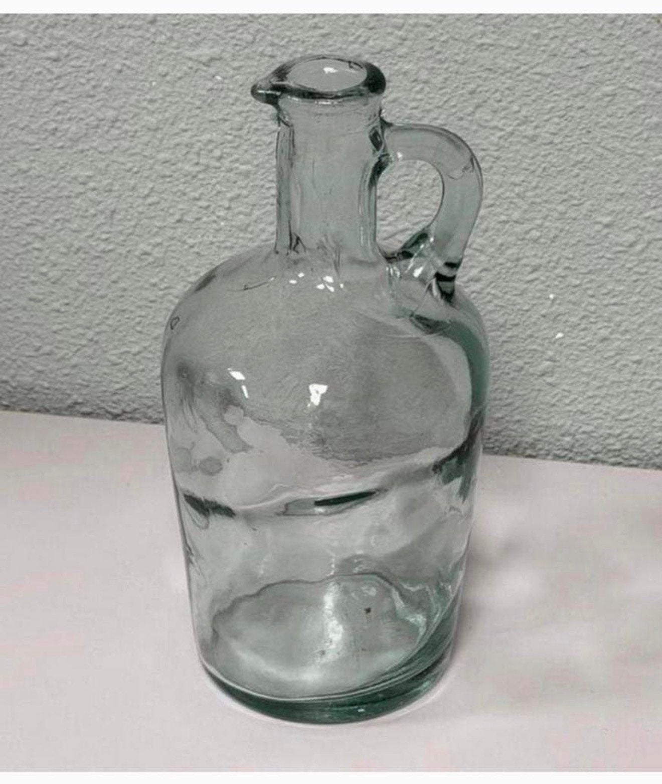 Vintage handgemaakte glazen kruik karaf fles 20cm decoratie, Antiek en Kunst, Antiek | Glaswerk en Kristal, Ophalen of Verzenden