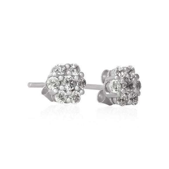 Zilveren oorbellen met ronde Cubic Zirkonia steentjes - 6mm, Nieuw, Ophalen of Verzenden, Met edelsteen, Knopjes of Stekers