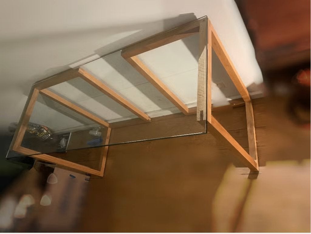 Glazen schragentafel 160x80 - bijzettafel of bureau, Huis en Inrichting, Tafels | Bijzettafels, Glas, Ophalen