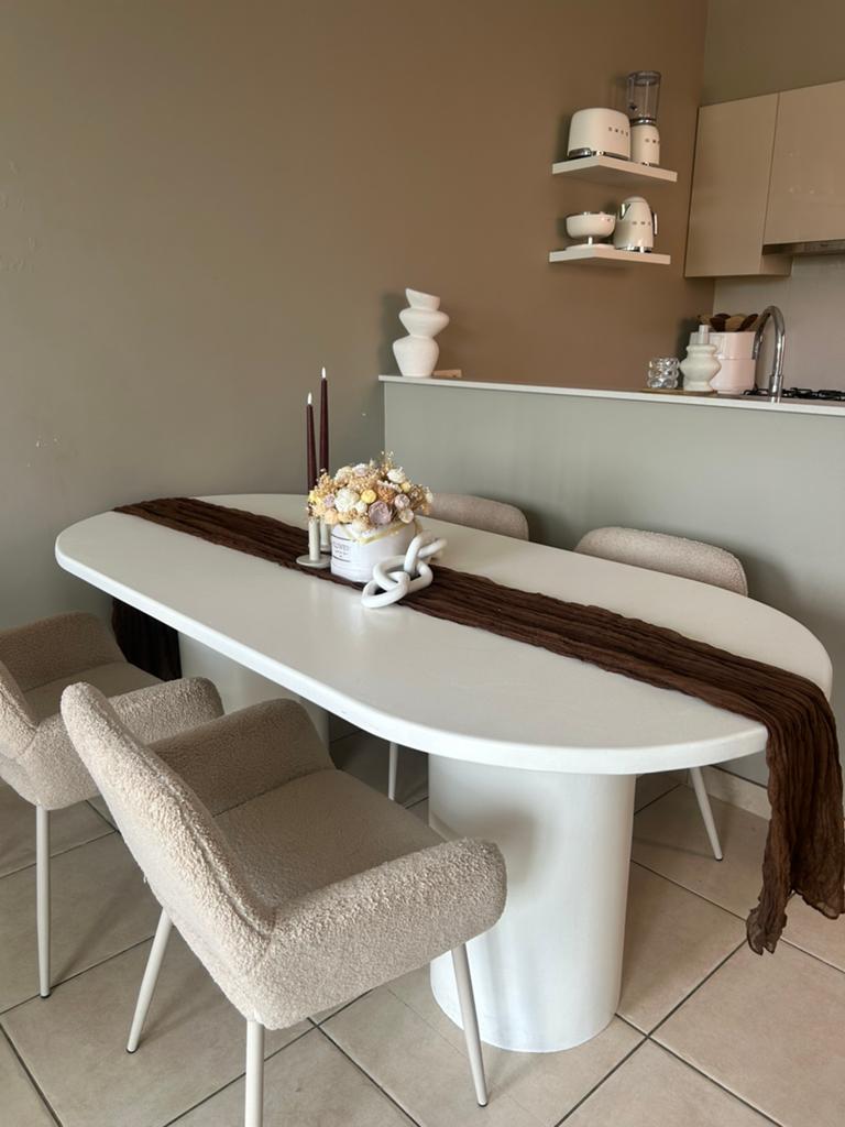 Moderne witte eettafel te koop, Ophalen, Zo goed als nieuw