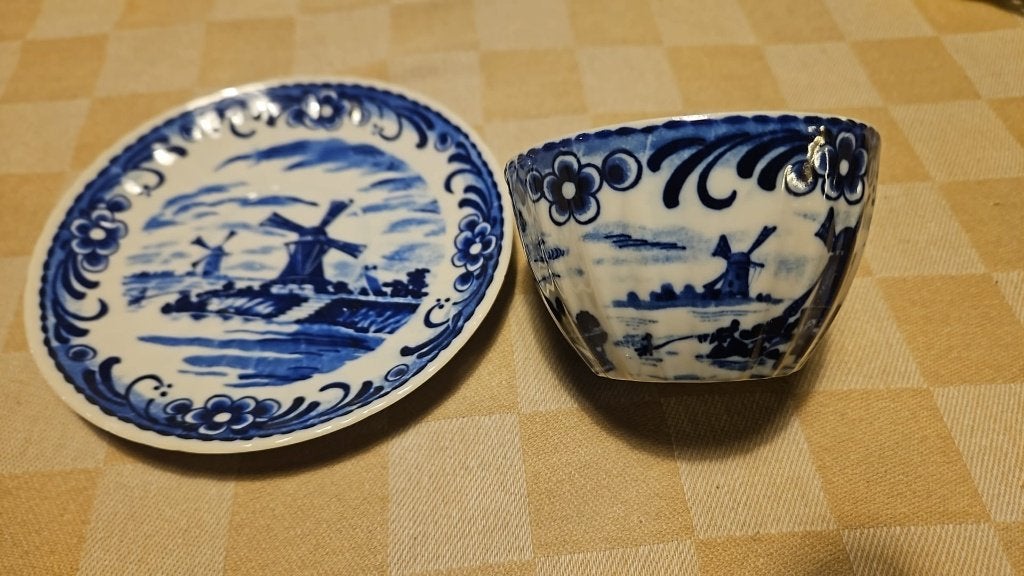 Tasse et soucoupe ancien moulin porcelaine paysage Pays-Bas, Enlèvement ou Envoi