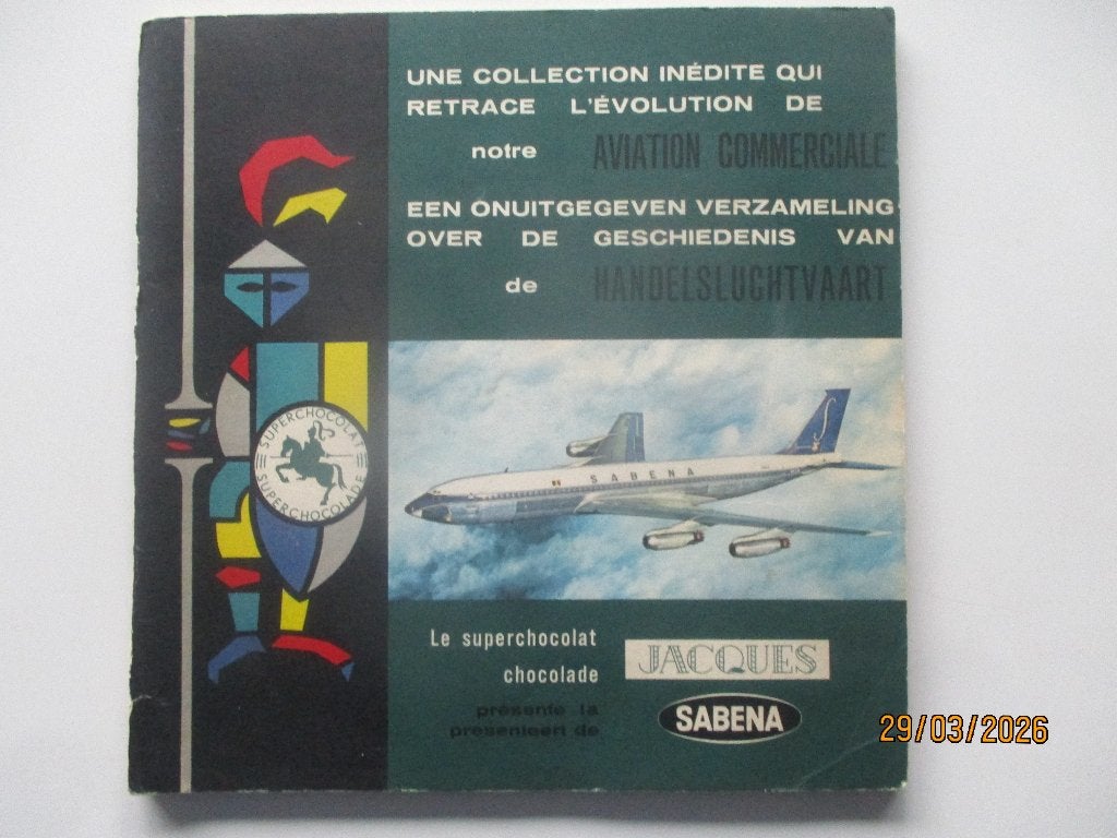 Superchocolade Jacques chromoalbum Handelsluchtvaart, Collections, Souvenirs Sabena, Enlèvement ou Envoi, Utilisé, Plein