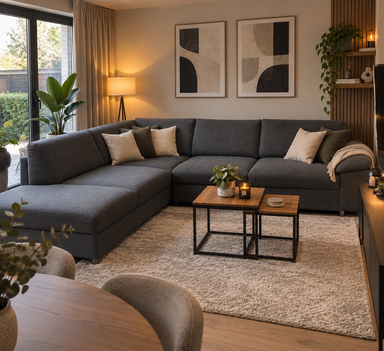 Gratis levering – Moderne zetel hoekbank 260x200, Ophalen, Zo goed als nieuw, Hoekbank, Stof