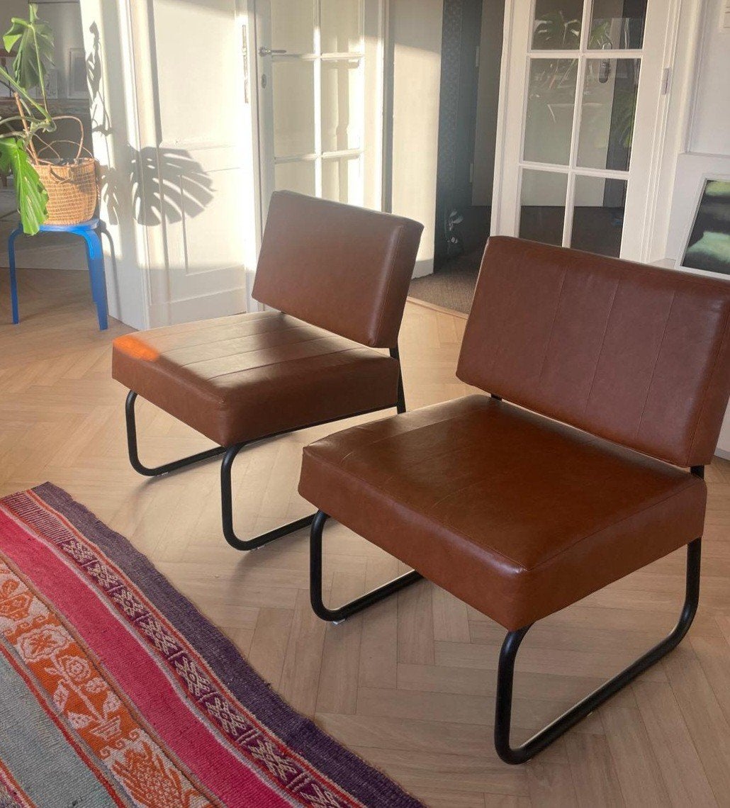 2 fauteils design industriel, Moins de 75 cm, Synthétique, Enlèvement, Utilisé