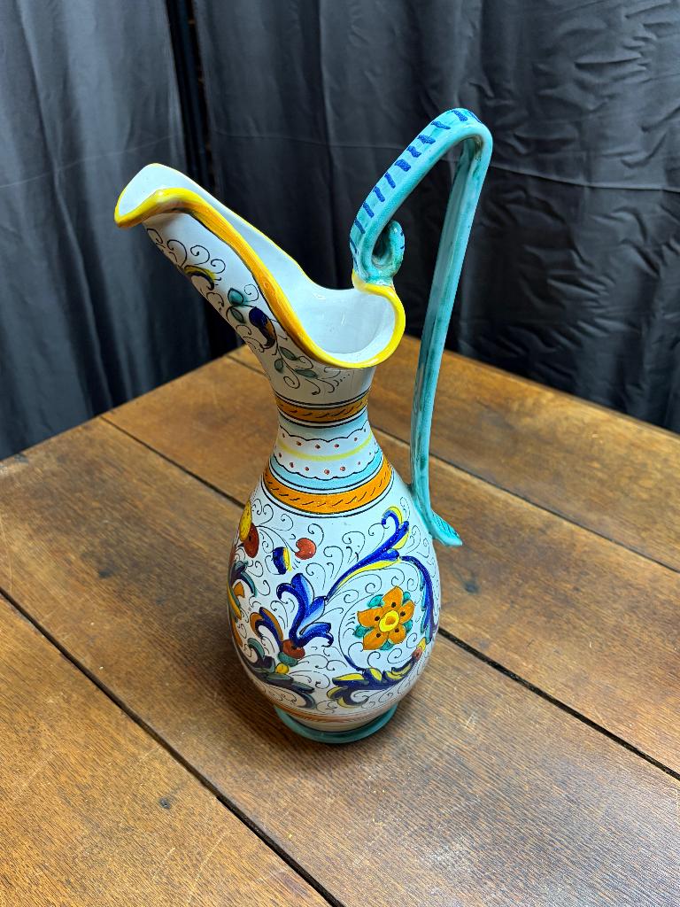 Vintage Italiaanse Kan ARS Deruta Italy Handgeschilderd, Enlèvement