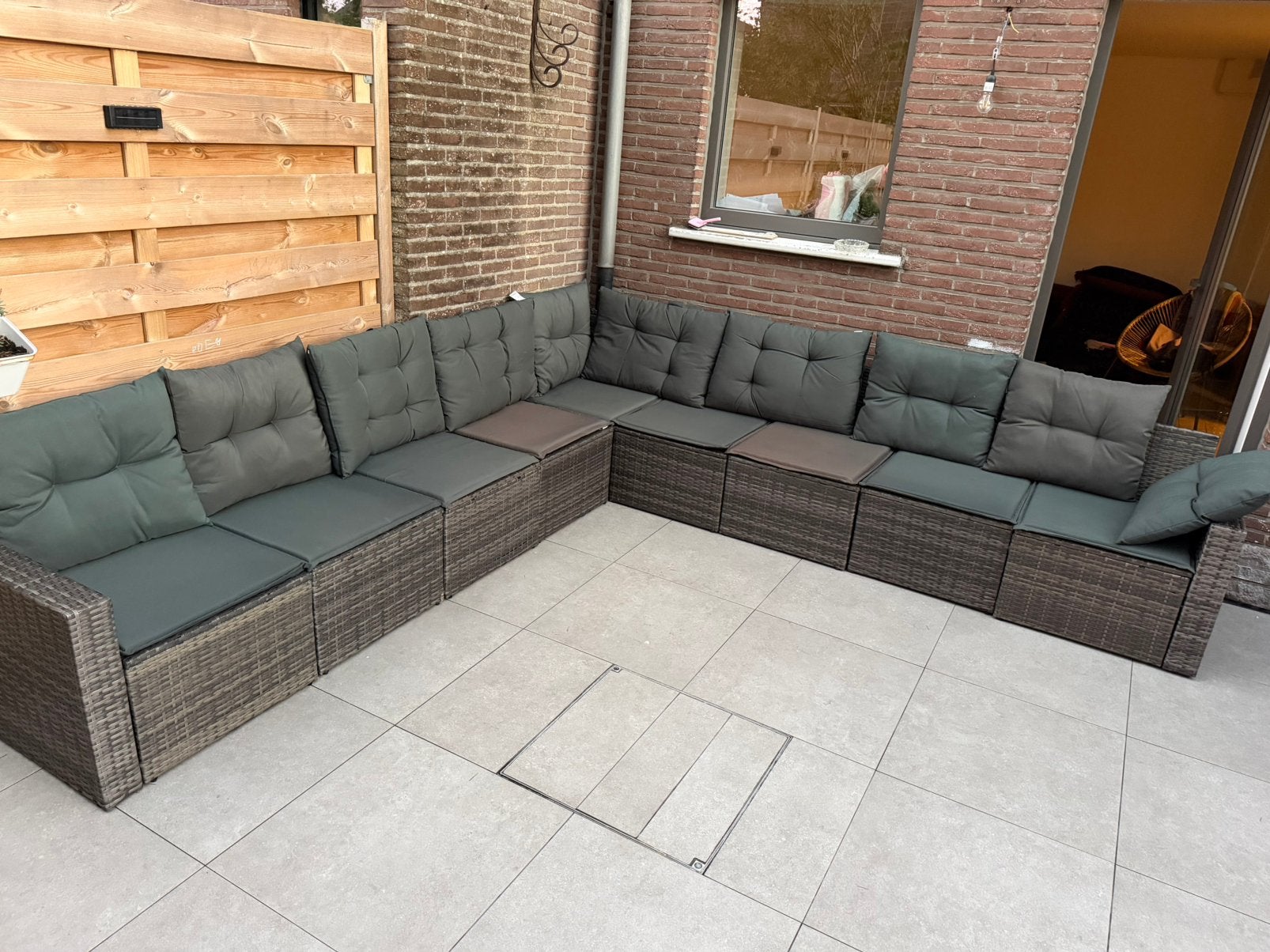Canapé d'angle de jardin, Jardin & Terrasse, Salons de jardin, Banque, Comme neuf, Enlèvement