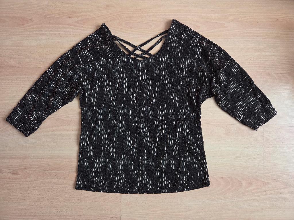 Chemise noire à paillettes - Batida - taille 1 (36), Vêtements | Femmes, Manches courtes, Enlèvement ou Envoi, Taille 36 (S), Porté