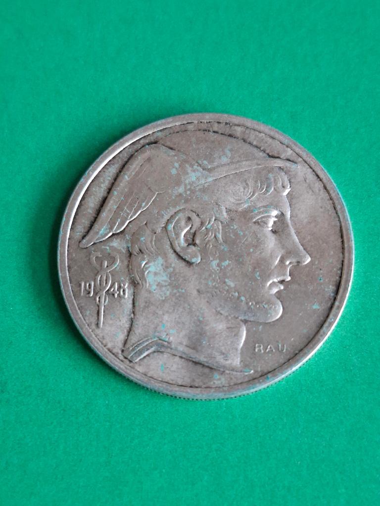 1948 België 50 frank in zilver, Vlaams, Postzegels en Munten, Munten | België, Verzenden, Zilver, Losse munt, Zilver