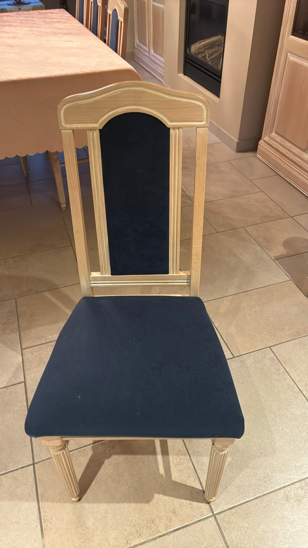 6 Eetkamerstoelen met blauwe zitting en rugleuning, Ophalen, Gebruikt, Overige kleuren