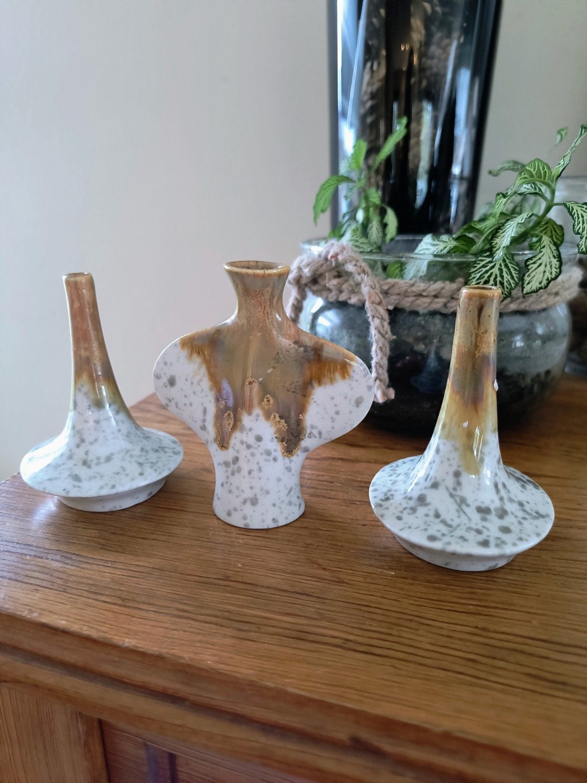 Zeldzame vintage set (3 stuks) Sgrafo Modern porselein vaas, Antiek en Kunst, Ophalen of Verzenden