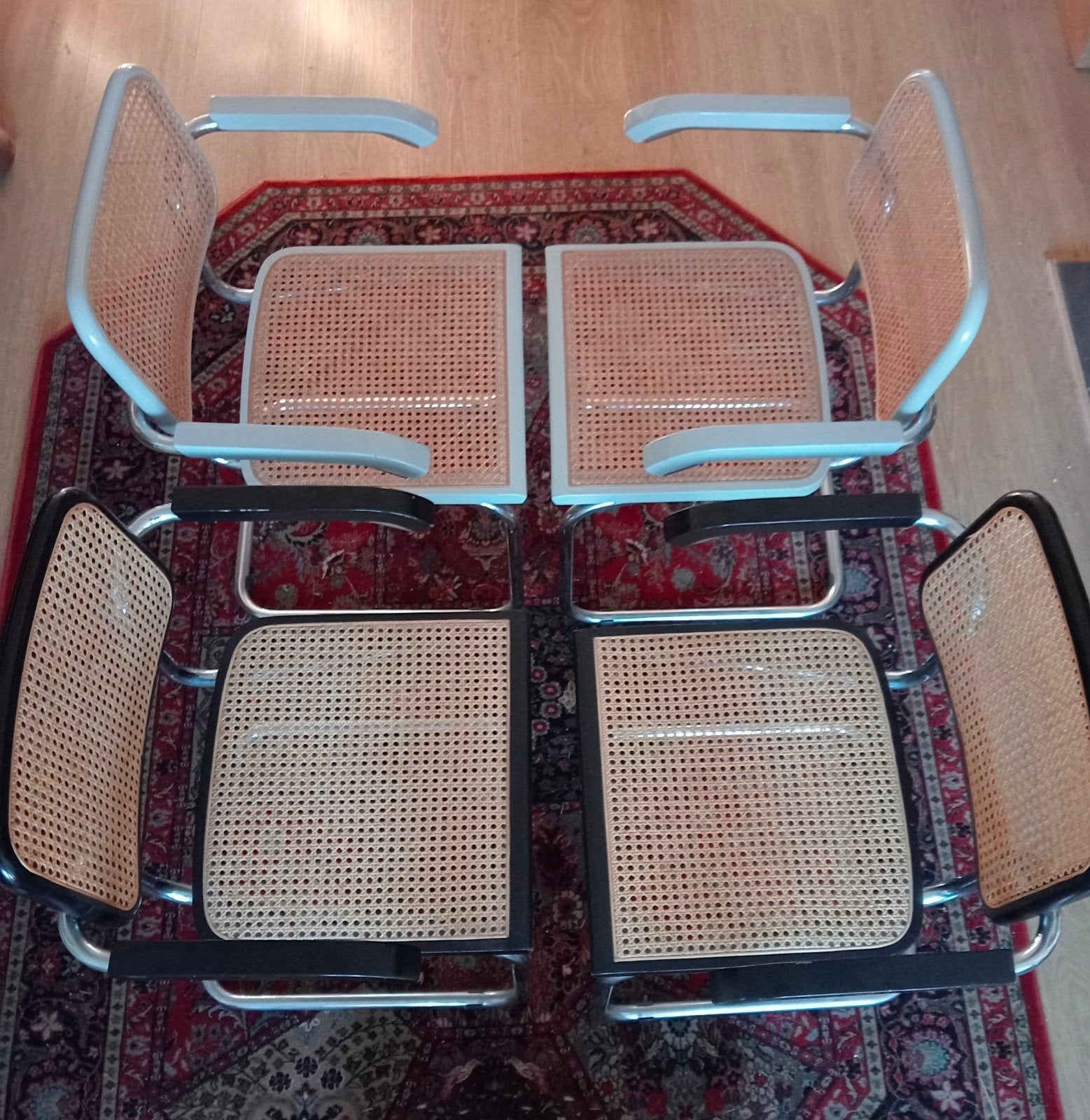 Ensemble de 4 chaises vintage « Cesca » S64 à cadre tubulair, Maison & Meubles, Italy, Bauhaus, Osier ou Rotin, Autres couleurs