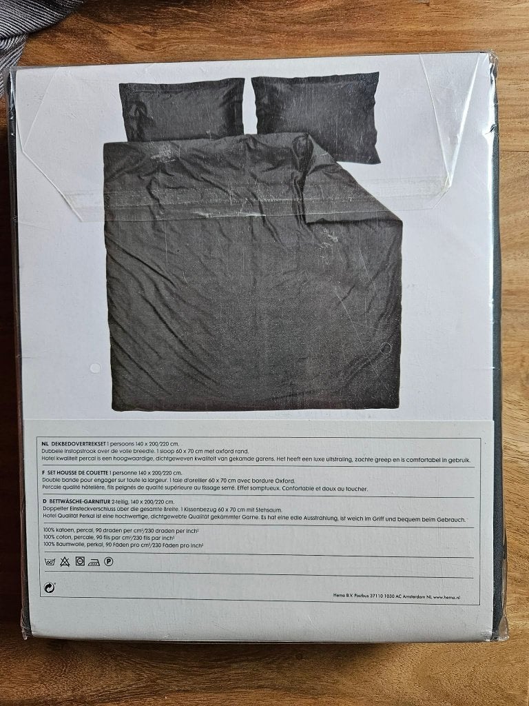 Housse de couette + taie 1 pers Percale HEMA neuf, Eenpersoons, Dekbedovertrek, Katoen, Nieuw