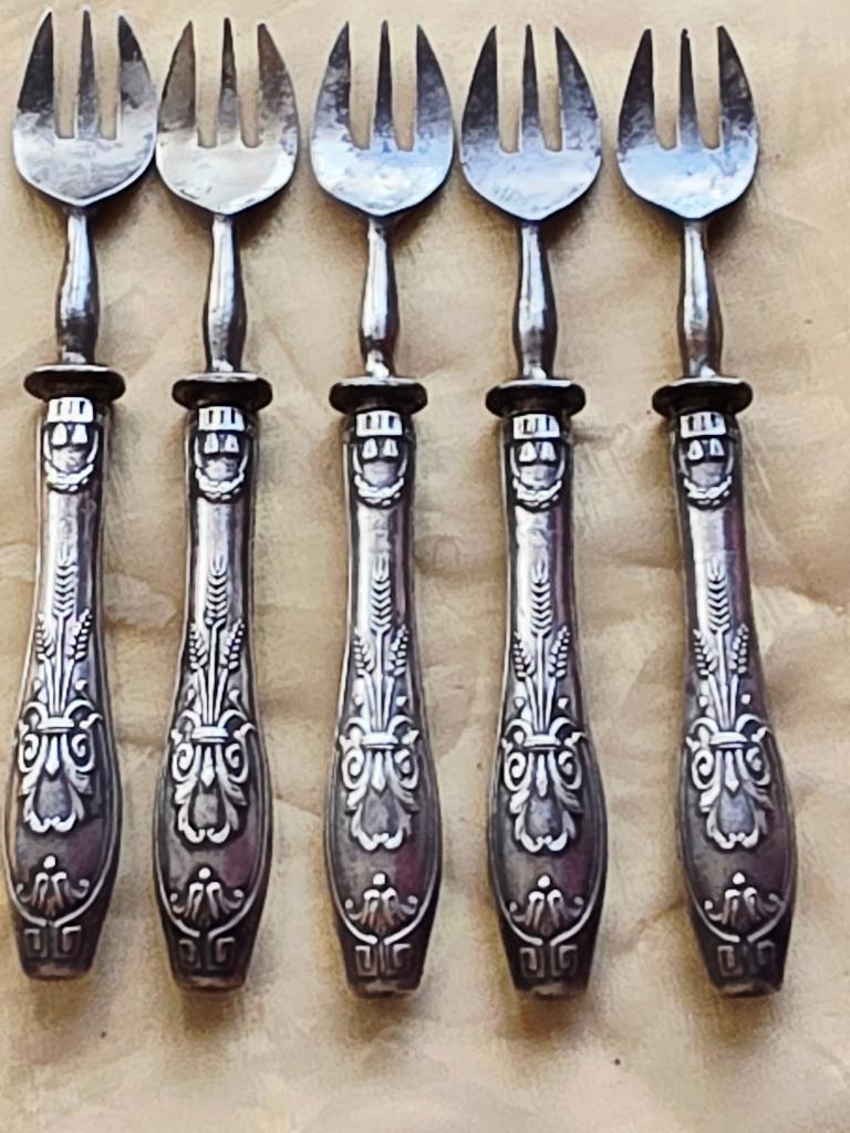 Zilveren vorken 6 st, Frankrijk 19eeuw, Antiek en Kunst, Ophalen of Verzenden, Zilver