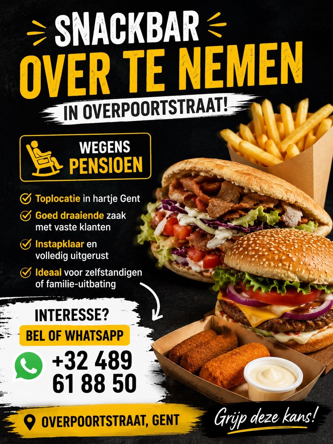 Snackbar over te nemen – Overpoortstraat, Gent, Zakelijke goederen