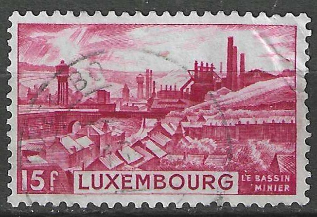 Luxembourg 1948 - Yvert 408 - Bassin minier de Dudelang (ST), Envoi, Luxembourg, Affranchi