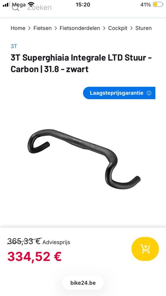 3T superghiaia gravelstuur carbon 42, Fietsen en Brommers, Ophalen of Verzenden, Stuur, Carbon