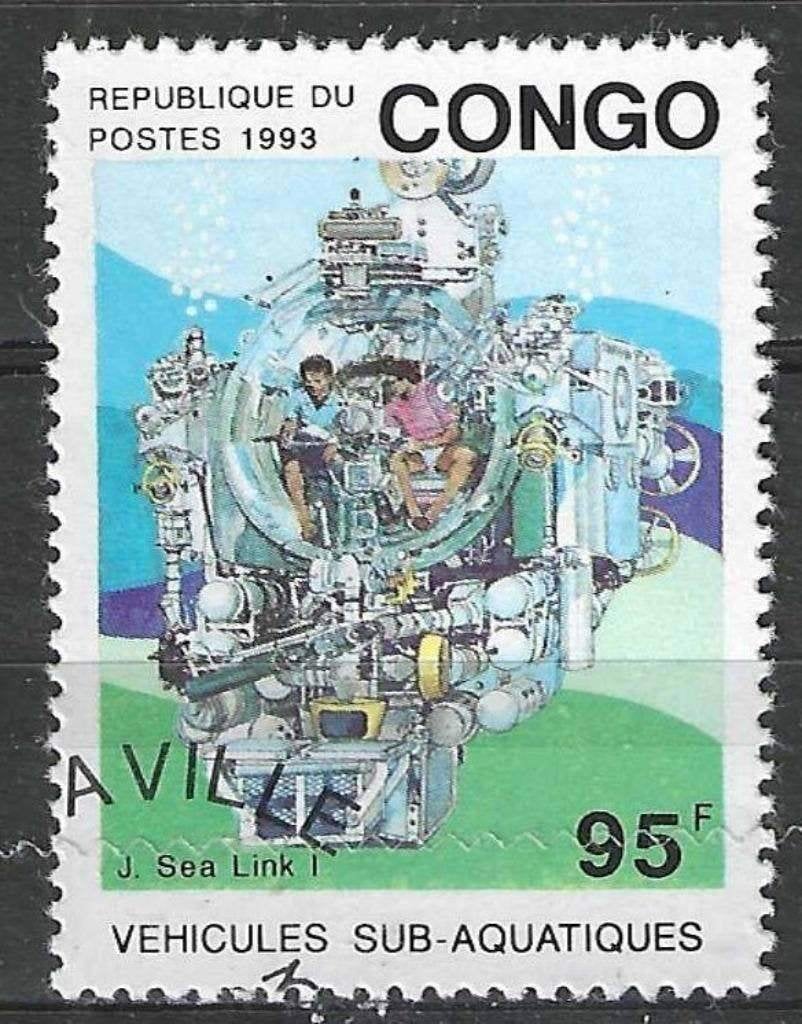 Congo Brazzaville 1993 - Yvert 986B - Onderwater (ST), Verzenden, Gestempeld