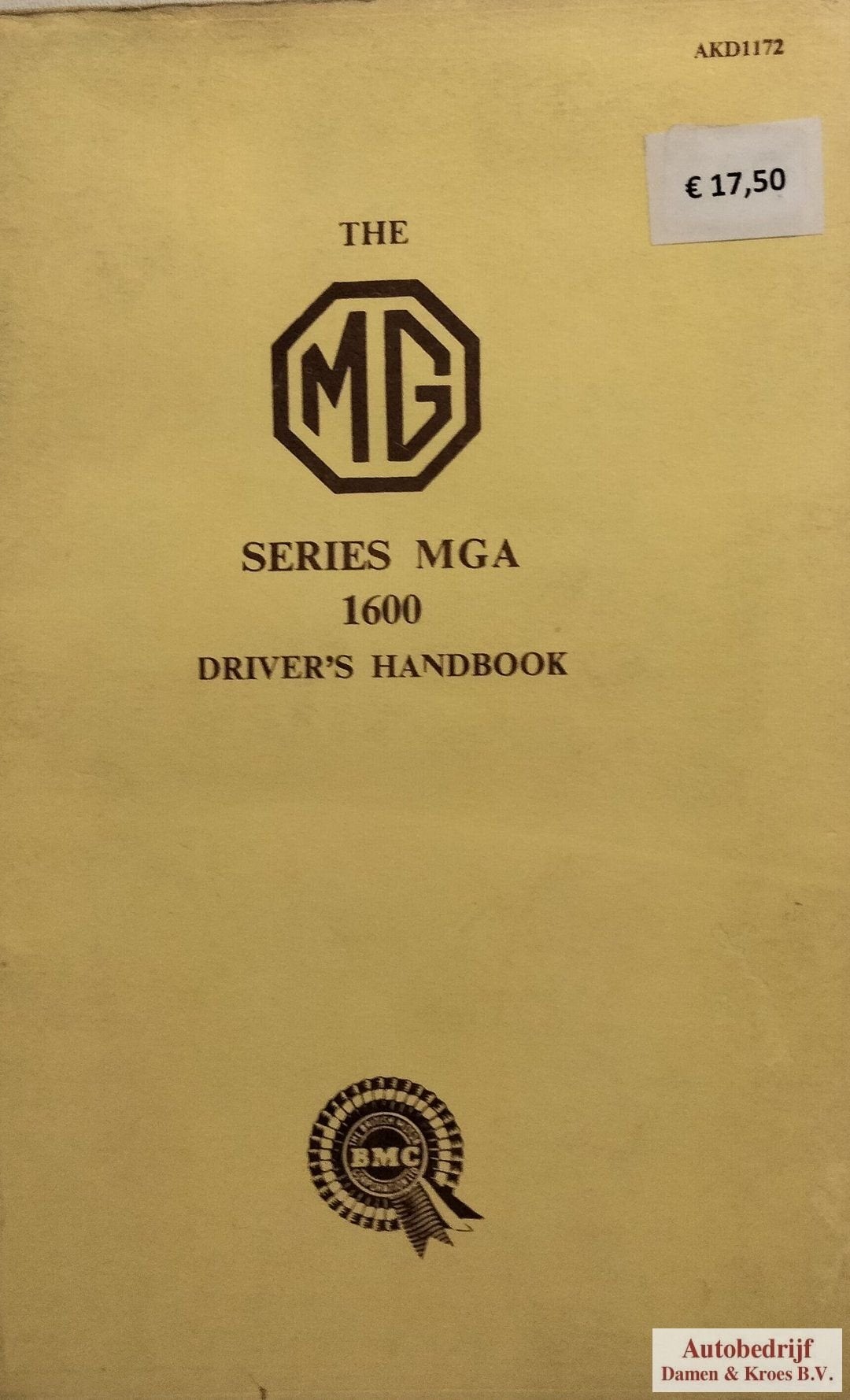 Handboek MGA 1600 Instructieboekje AKD1172 (Engelstalig), Auto diversen, Handleidingen en Instructieboekjes, Ophalen of Verzenden