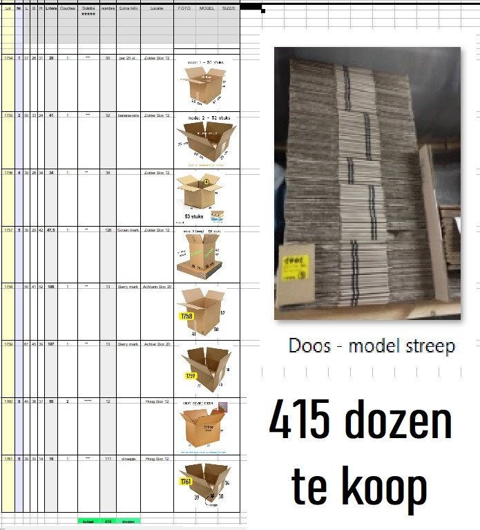 Doos - Dozen - Karton - 415 stuks, Doe-het-zelf en Bouw, Kratten en Dozen, Ophalen, Nieuw, Doos