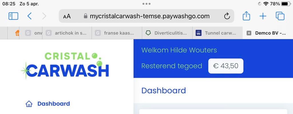 Was pas cristal carwash te Temse waarde 43,50 euro, Overige soorten, Overige typen