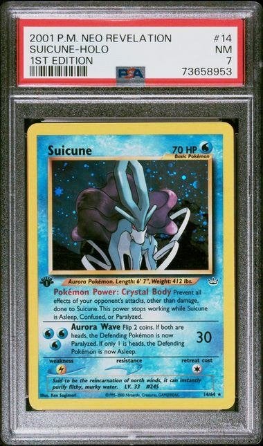 14/64 suicune neo revelation 1st psa 7, Ophalen of Verzenden