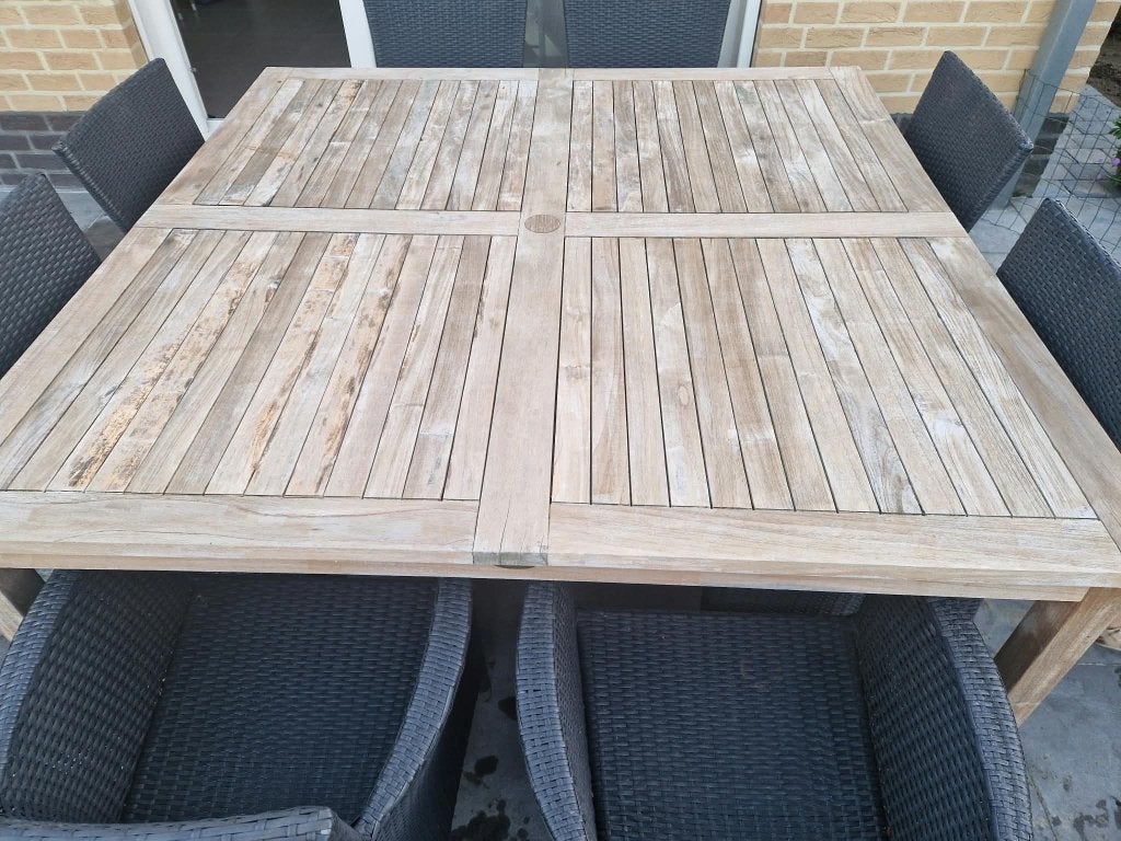 Tuintafel teak + 8 stoelen, Tuin en Terras, Ophalen, Gebruikt, Eettafel, Teakhout