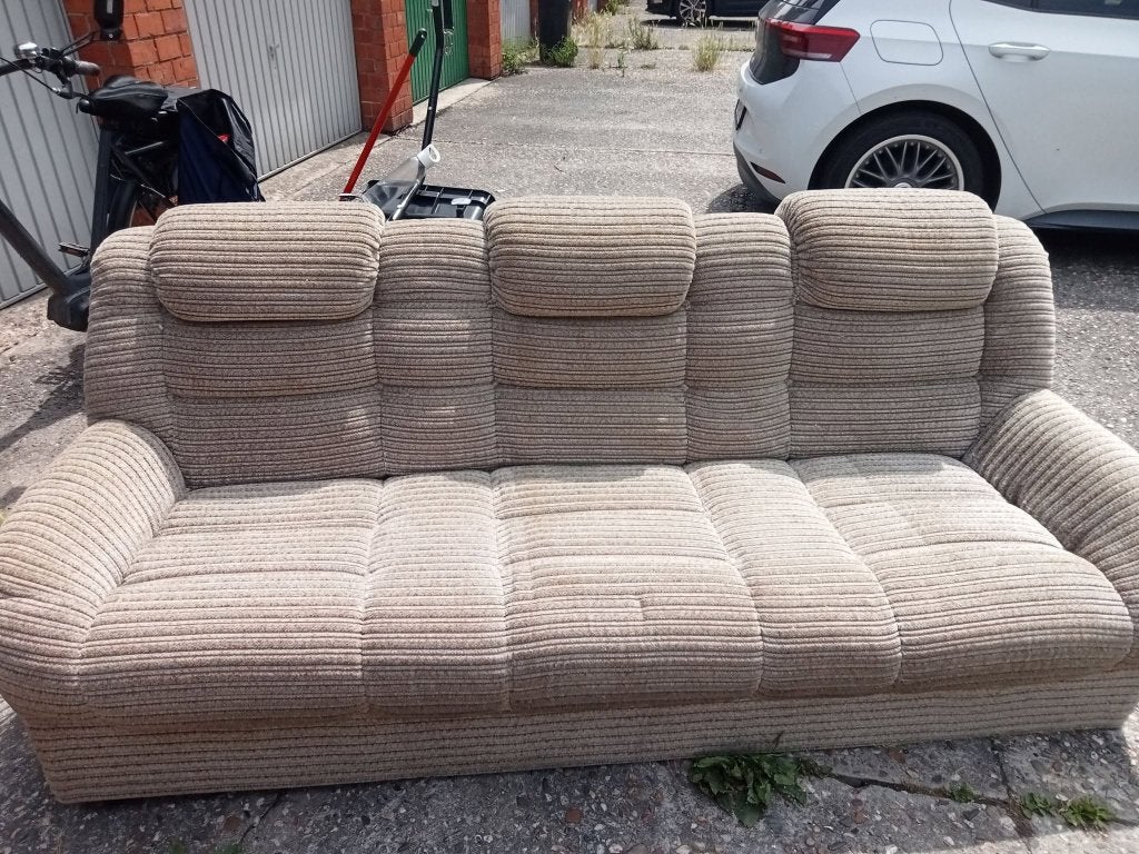 Salon in grijs velours, Huis en Inrichting, Zetels | Zetels, Ophalen, Driepersoons, 75 tot 100 cm, Zo goed als nieuw