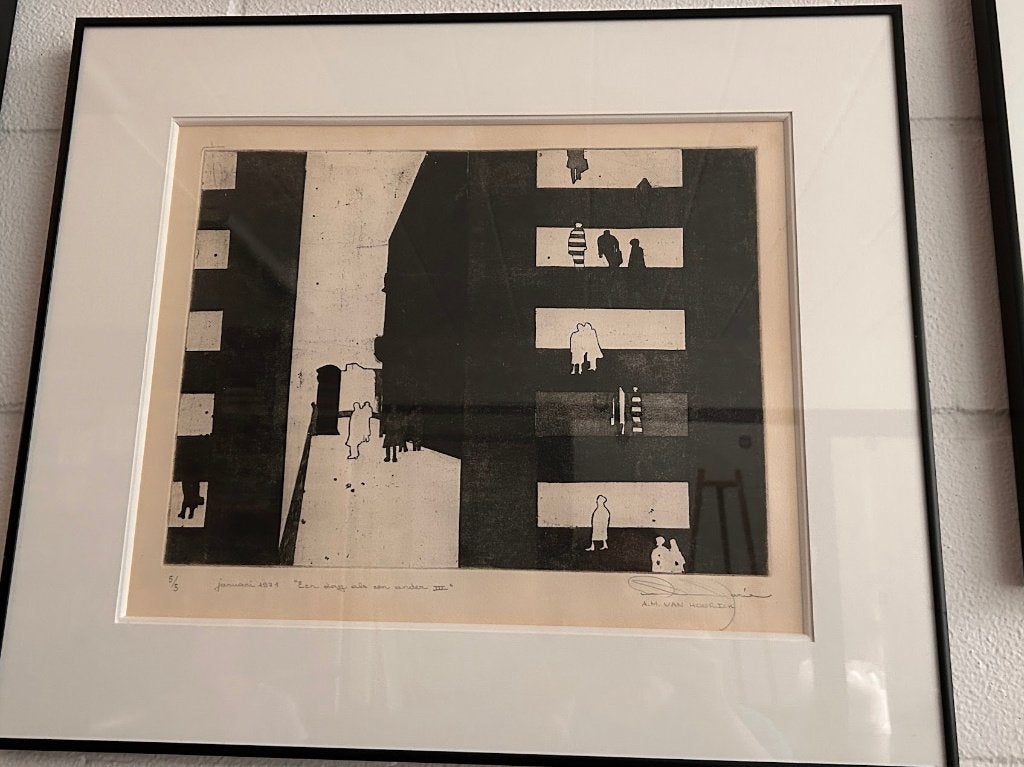 Anne-Marie Van Hoorick (BE) - Een dag als een ander III, Antiek en Kunst, Kunst | Etsen en Gravures, Ophalen, 30 cm, 1950 - 1999