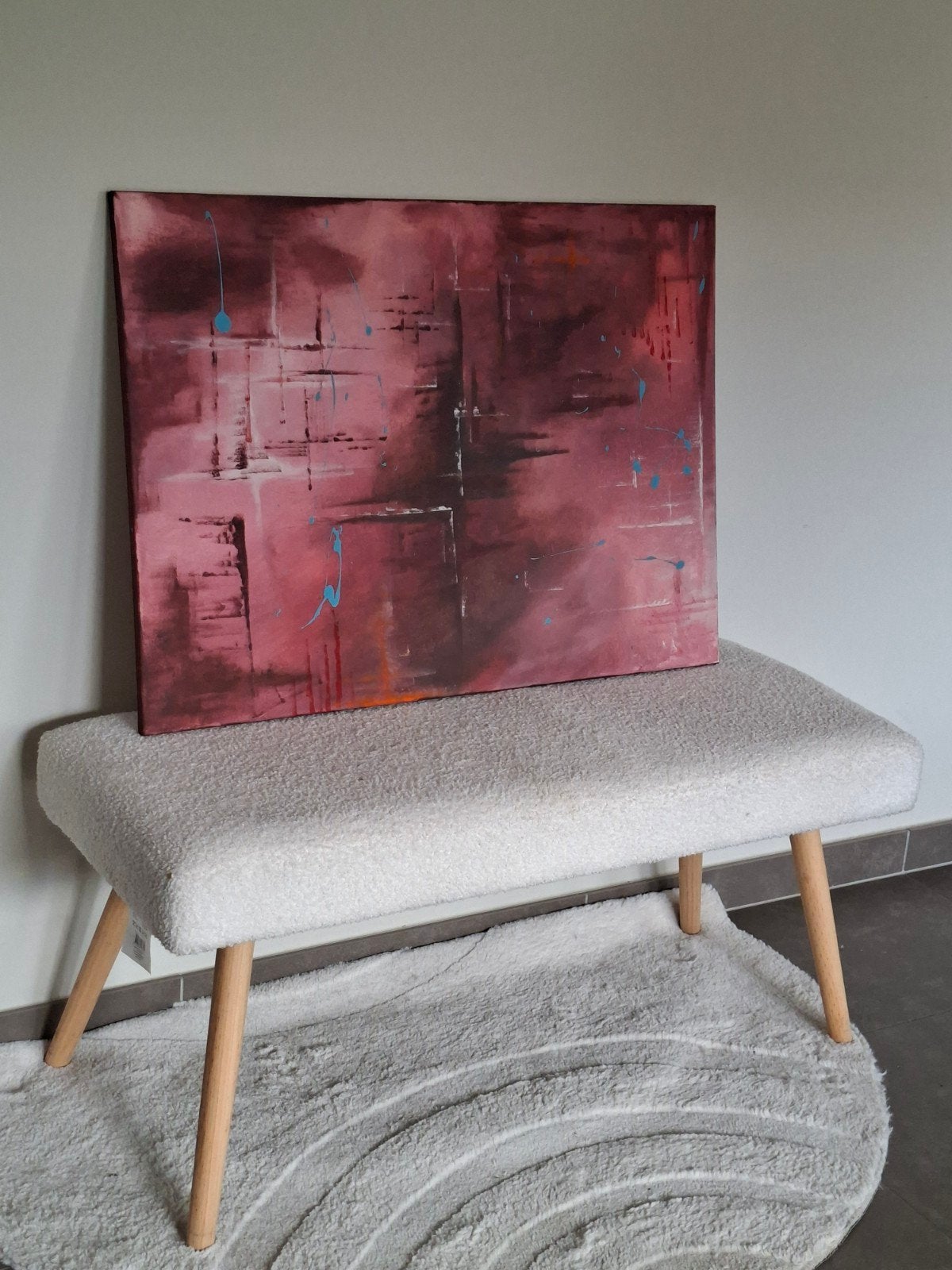 Abstract Handgeschilderd Acryl op Canvas, Antiek en Kunst, Ophalen