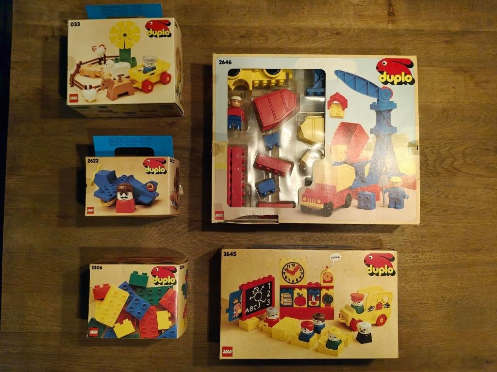 5 anciens ensembles Lego Duplo vintage boîte d'origine/rare, Enlèvement ou Envoi, Utilisé, Ensemble complet, Duplo